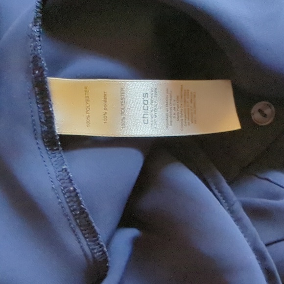 Chico's Sz 1 Navy Blue Blouse Medium - Picture 3 of 4